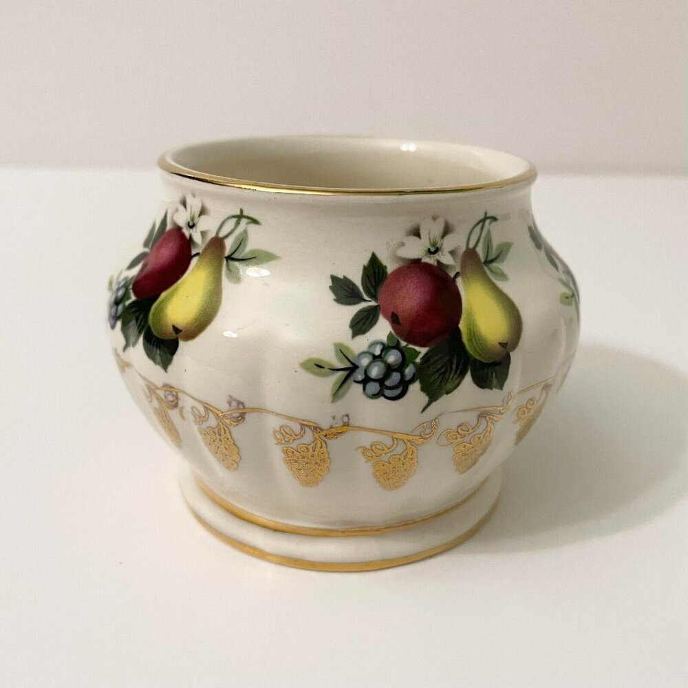 Vtg Sadler England Fruit Flower Sugar Bowl